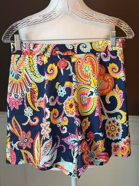Julie Brown NYC Navy Floral/Paisly Print High-Waist Side Zip Shorts Size 4